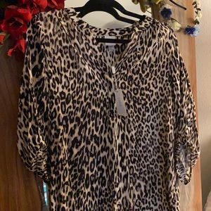 NWT Cupio High Low Button Front Leopard Midi Dress Sz Small